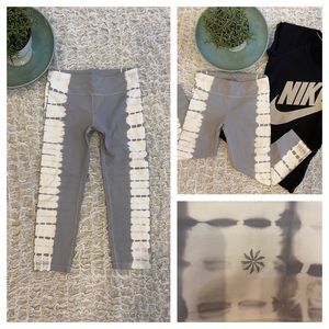 Athleta Tie Dye Capri Leggings Cropped Yoga Athletic Barre Running Tights Gray